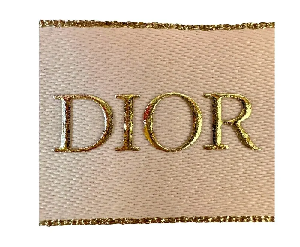 Dior Special Edition Logo Ribbon 39” Beige Gold Authentic Gift Packaging